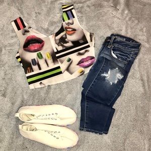 Marilyn Monroe Beauty Nails Makeup Cropped Tank